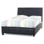 Catania Double Bed Chesterfield Style Faux Black Leather