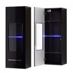 Cool Wall Mount Display Cabinet In Black Gloss With LED Light