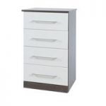 Heaven Tallboy 4 Drawer Narrow Chest In Dark And White Wood