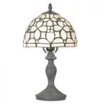 Fleur De Lis Table Lamp With Patterned Tiffany Glass Shade