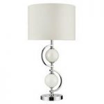 Chrome Table Lamp With White Fabric Shade