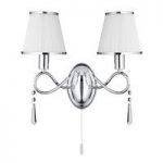2 Chrome Finish Wall Light With Glass Drops And White String Sha