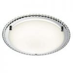 LED Chrome Flush Ceiling Light In Frosted White And Mirror Ring
