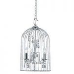 Birdcage Chrome Pendant With Clear Crystal Buttons And Drops