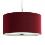 Large 3 Light Red Drum Pendant With Frosted Glass Diffuser