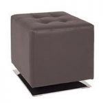 Beto Square Stool In Brown Faux Leather With Chrome Base