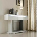 Renoir Console Table In Grey And Taupe With 1 Drawer And Lights