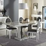 Renoir Extendable Dining Table In Taupe And Grey Gloss