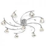 Sierra 9 Chrome Ceiling Light With Sculptured Clear Glass