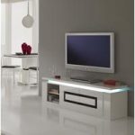 Garde Tv Stand In White Gloss And Black With Lights