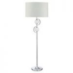 Chrome Floor Lamp With Cream Glass Balls And Drum Shade