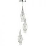 Rocket Chrome Cage 3 light Ceiling Pendant With Crystal Buttons