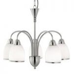 Vase 5 Lamp Satin Silver Ceiling Light With White Shade