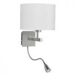 LED Dual Switched White Drum Shade Satin Silver Wall Light