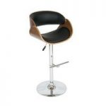 Corano Curved Padded Bar Stool In Walnut And Black
