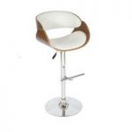 Corano Curved Padded Bar Stool In Walnut And White
