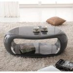 Straas Curved High Gloss Coffee Table In Dark Grey