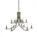 Sierra 12 Lamp Antique Brass Ceiling Light With Glass Sconces