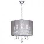 Olivia Chrome 5 Lamp Ceiling Pendant In Metalic Silver Shade