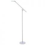 LED White And Chrome Floor Lamp With Adjustable Arm and Head