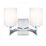 Gina 2 Lamp Chrome Wall Light With Opal Glass Cylinder Shades