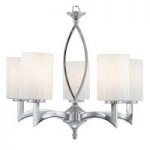 Gina 5 Lamp Chrome Ceiling Light With White Glass Cylinder Shade