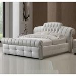 Veronica Chesterfield King Bed In White Bonded Leather