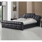 Veronica Chesterfield Style King Bed In Black Bonded Leather