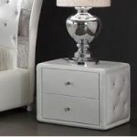 Verona Contemporary 2 Drawer White Faux Leather Bedside Cabinet