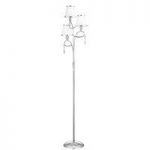 3 Light Chrome Floor Lamp With Glass Drops And White String Shad