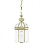 Moroccan Polished Brass Lantern Pendant With Bevelled Glasses
