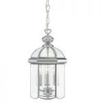 Moroccan 3 Lamp Chrome Lantern Pendant With Bevelled Glasses