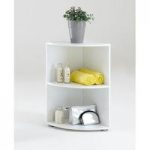 Ecki1 Wooden Corner Shelf in White with Two Compartments