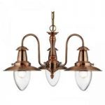 Fisherman 3 Lamp Copper Ceiling Light With Seeded Glass
