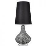 Grey Ceramic Mosaic Vase Table Lamp With Fabric Shade