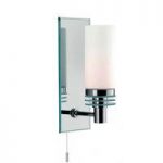 Bathroom 1 Light Chrome Finish Mirrored Backplate Wall Lamp