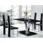 V Range Black Glass Dining Table In 160cm Only