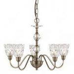 Monarch 5 Lamp Antique Brass Ceiling Light With Clear Glass