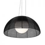 Black Aluminium Wire 1 Lamp Pendant With Opal Glass Shade