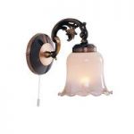 Madrid 1 Light Antique Brass Wall Lamp With Cream Glass Shades