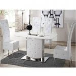 Serene White Marble Finish Dining Table And 4 Chairs