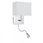 Dual Arm Chrome Wall Lamp With Oblong Fabric Shade