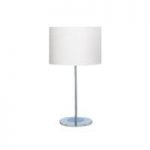 Round Base Chrome Table Lamp With White Fabric Shade