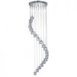 Spiral Ice Cube 20 Light Chrome Pendant With Concave Clear Glass