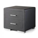 Vermosa Contemporary 2 Drawer Black Faux Leather Bedside Cabine