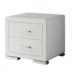 Vermosa 2 Drawer White Faux Leather Bedside Cabinet