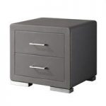 Vermosa 2 Drawer Grey Faux Leather Bedside Cabinet