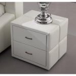 Vespa Contemporary 2 Drawer White Faux Leather Bedside Drawers