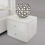 Victoria Contemporary 2 Drawer White Faux Leather Bedside Drawer