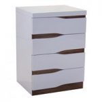 Ardwick 4 Drawers Chest In White High Gloss And Walnut